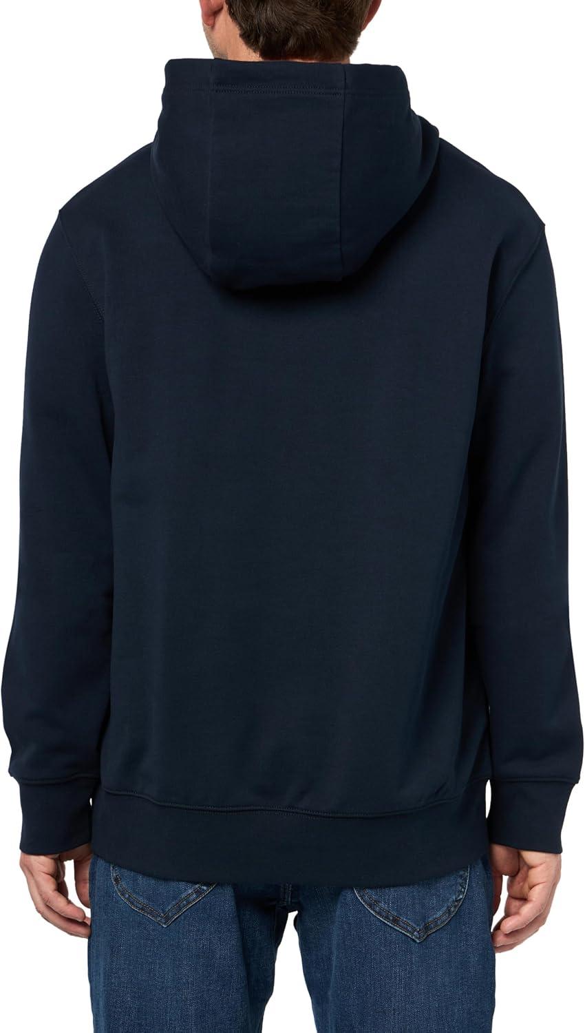 imageTommy Hilfiger Mens Medium Weight Cotton Hoodie Sweatshirt With Printed Stacked Chest GraphicDesert Sky