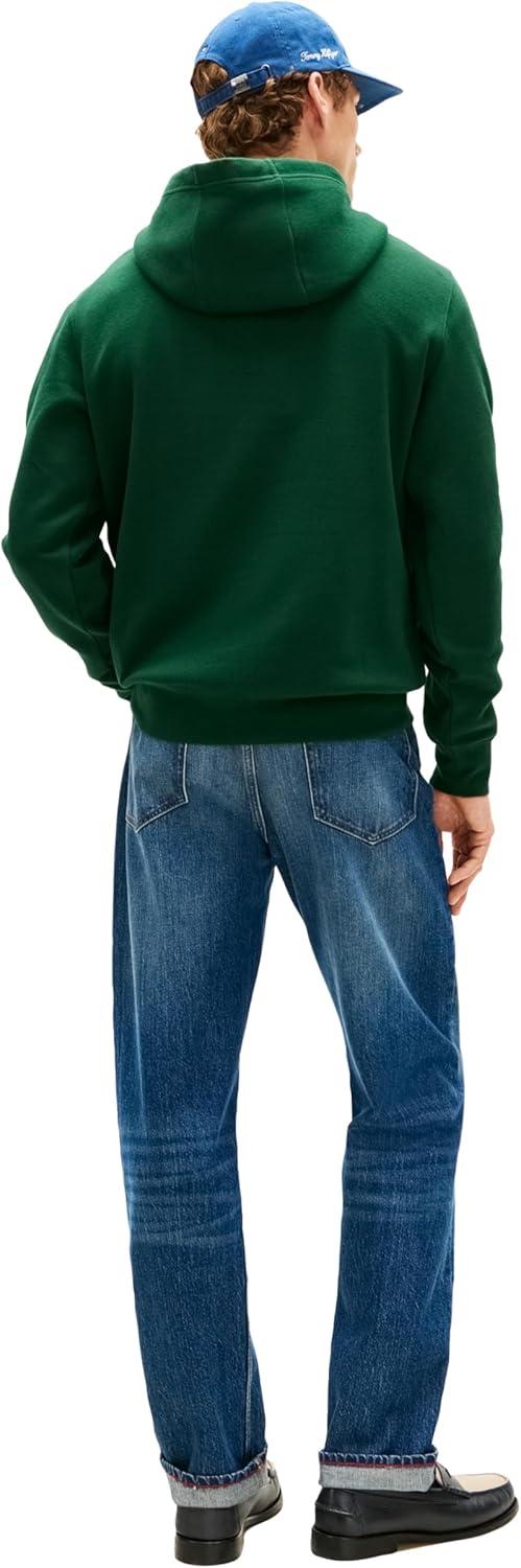 imageTommy Hilfiger Mens Medium Weight Cotton Hoodie Sweatshirt With Printed Stacked Chest GraphicNocturnal Green