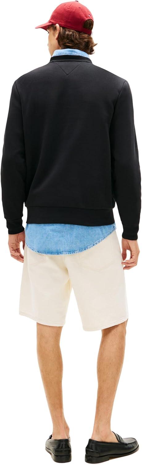 imageTommy Hilfiger Mens Medium Weight Crewneck Pullover Sweatshirt With Printed Stripe Logo GraphicBlack