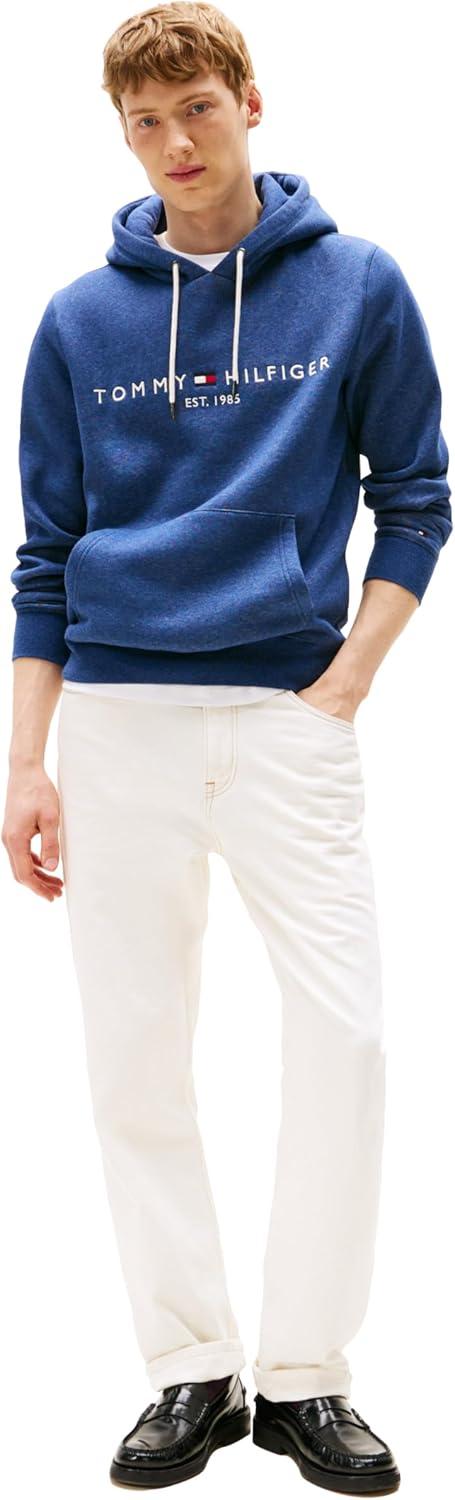imageTommy Hilfiger Mens Medium Weight Fleece Hoodie Sweatshirt With Embroidered Logo Also Available in Big amp TallAegean Sea Heather