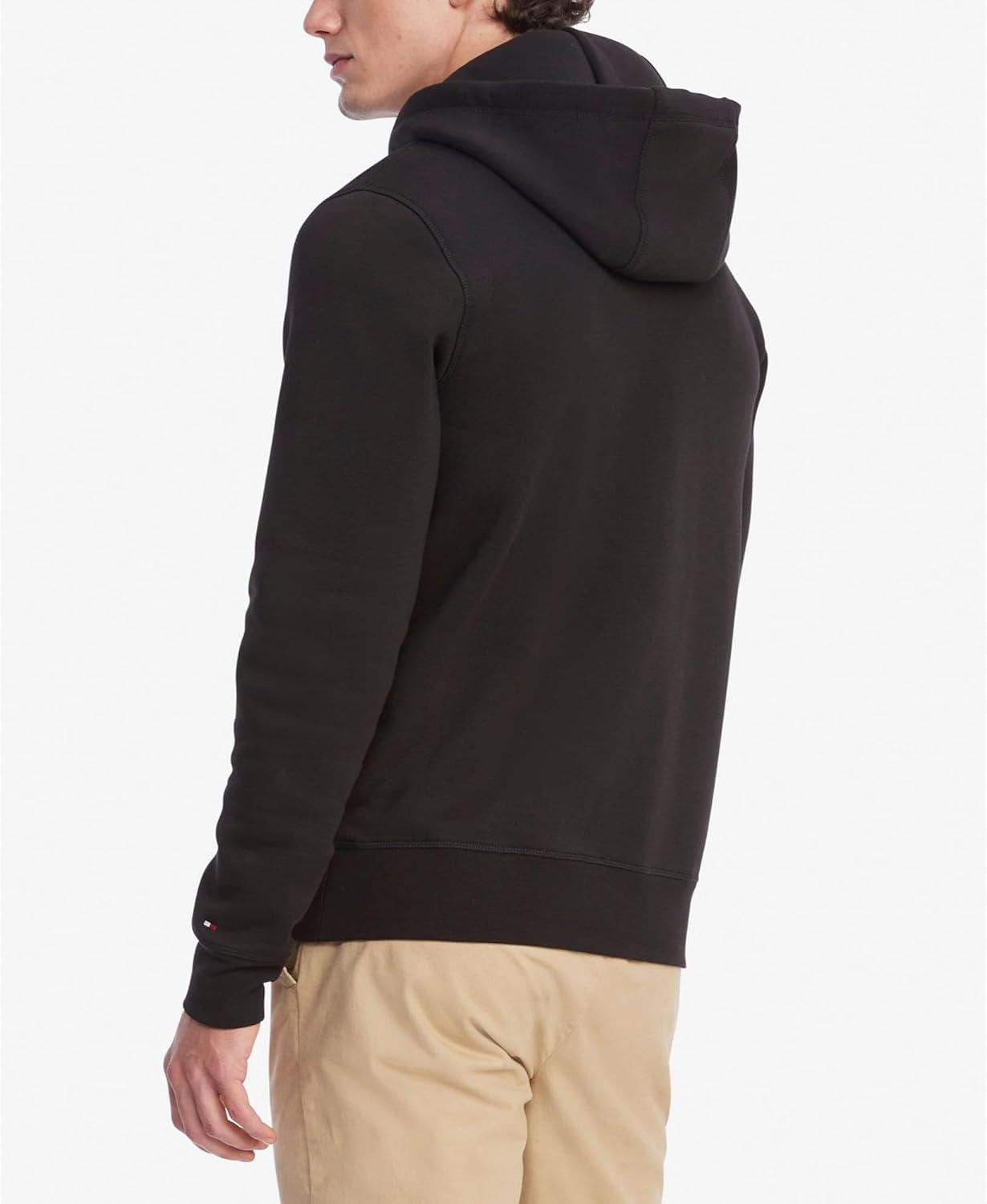 imageTommy Hilfiger Mens Medium Weight Fleece Hoodie Sweatshirt With Embroidered Logo Also Available in Big amp TallBlack