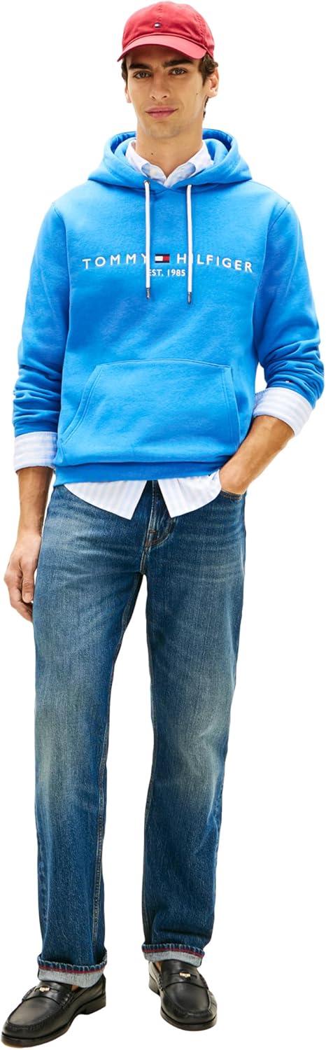 imageTommy Hilfiger Mens Medium Weight Fleece Hoodie Sweatshirt With Embroidered Logo Also Available in Big amp TallBlue Orbit
