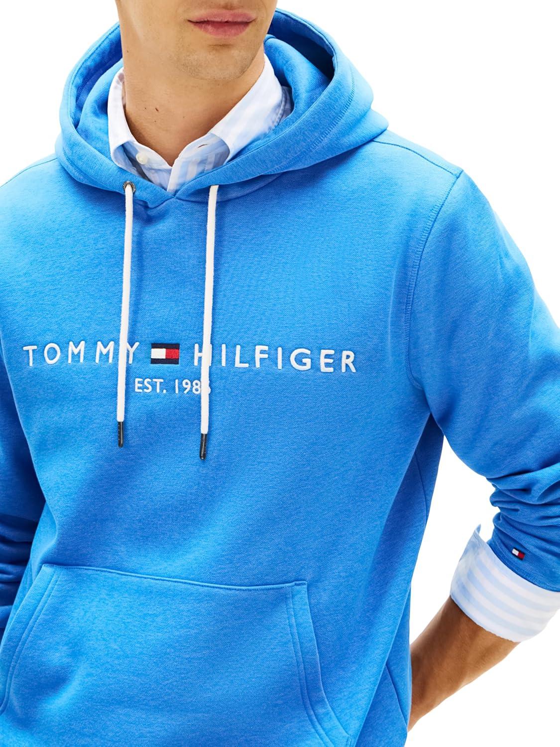 imageTommy Hilfiger Mens Medium Weight Fleece Hoodie Sweatshirt With Embroidered Logo Also Available in Big amp TallBlue Orbit