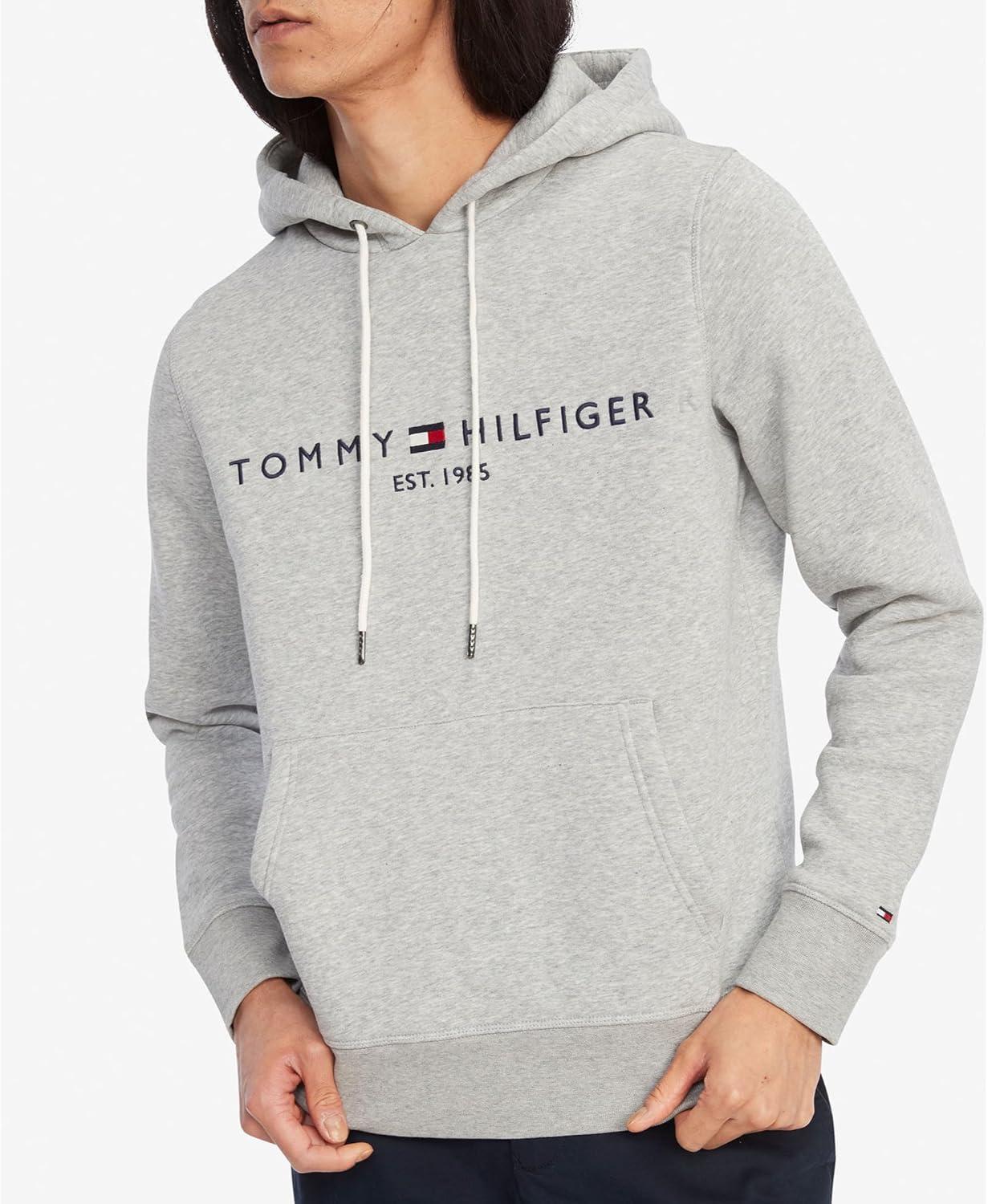 imageTommy Hilfiger Mens Medium Weight Fleece Hoodie Sweatshirt With Embroidered Logo Also Available in Big amp TallCloud Heather