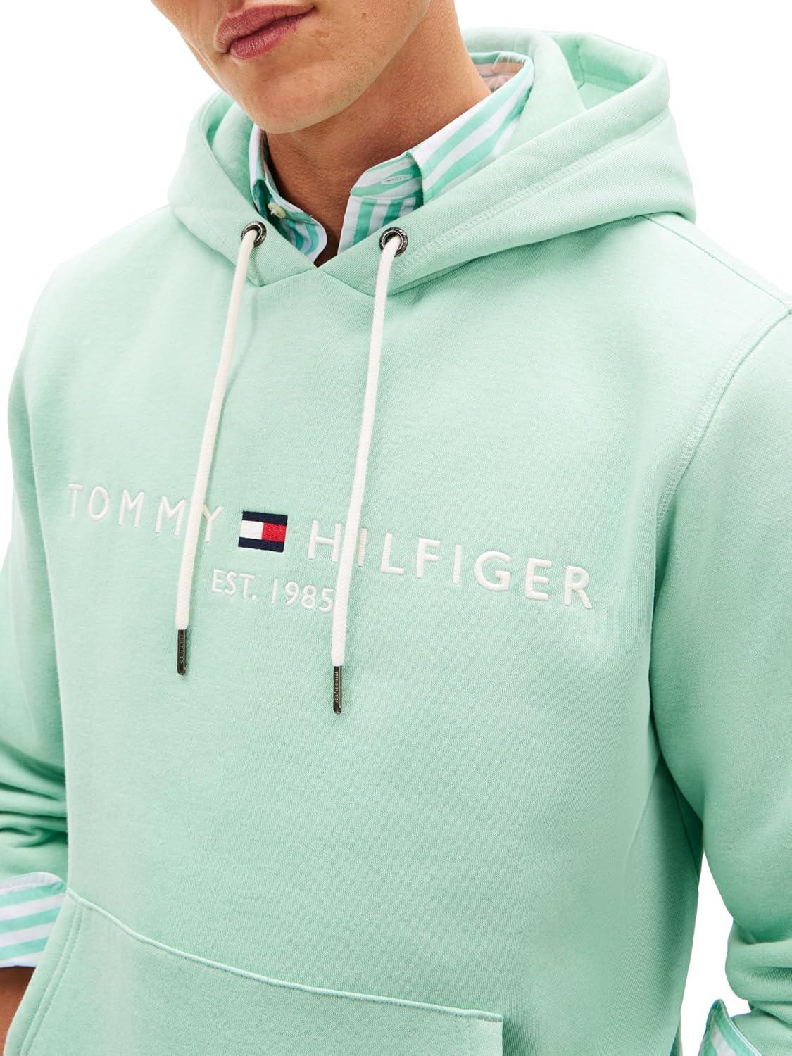 imageTommy Hilfiger Mens Medium Weight Fleece Hoodie Sweatshirt With Embroidered Logo Also Available in Big amp TallCrushed Mint