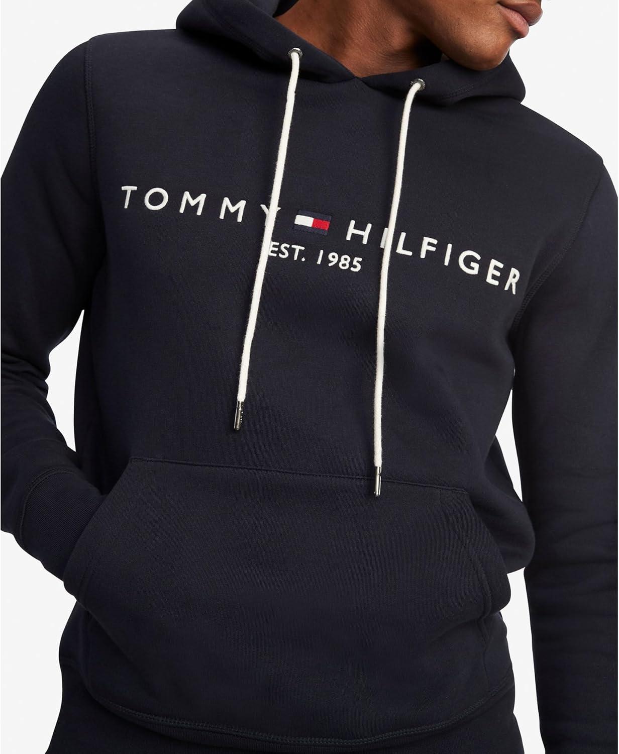 imageTommy Hilfiger Mens Medium Weight Fleece Hoodie Sweatshirt With Embroidered Logo Also Available in Big amp TallDesert Sky