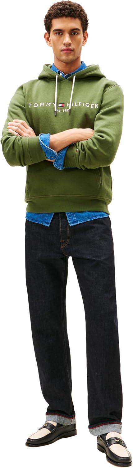 imageTommy Hilfiger Mens Medium Weight Fleece Hoodie Sweatshirt With Embroidered Logo Also Available in Big amp TallMountain Pine