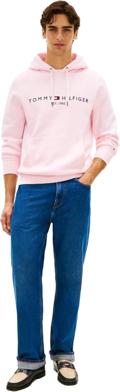 imageTommy Hilfiger Mens Medium Weight Fleece Hoodie Sweatshirt With Embroidered Logo Also Available in Big amp TallPink Lily