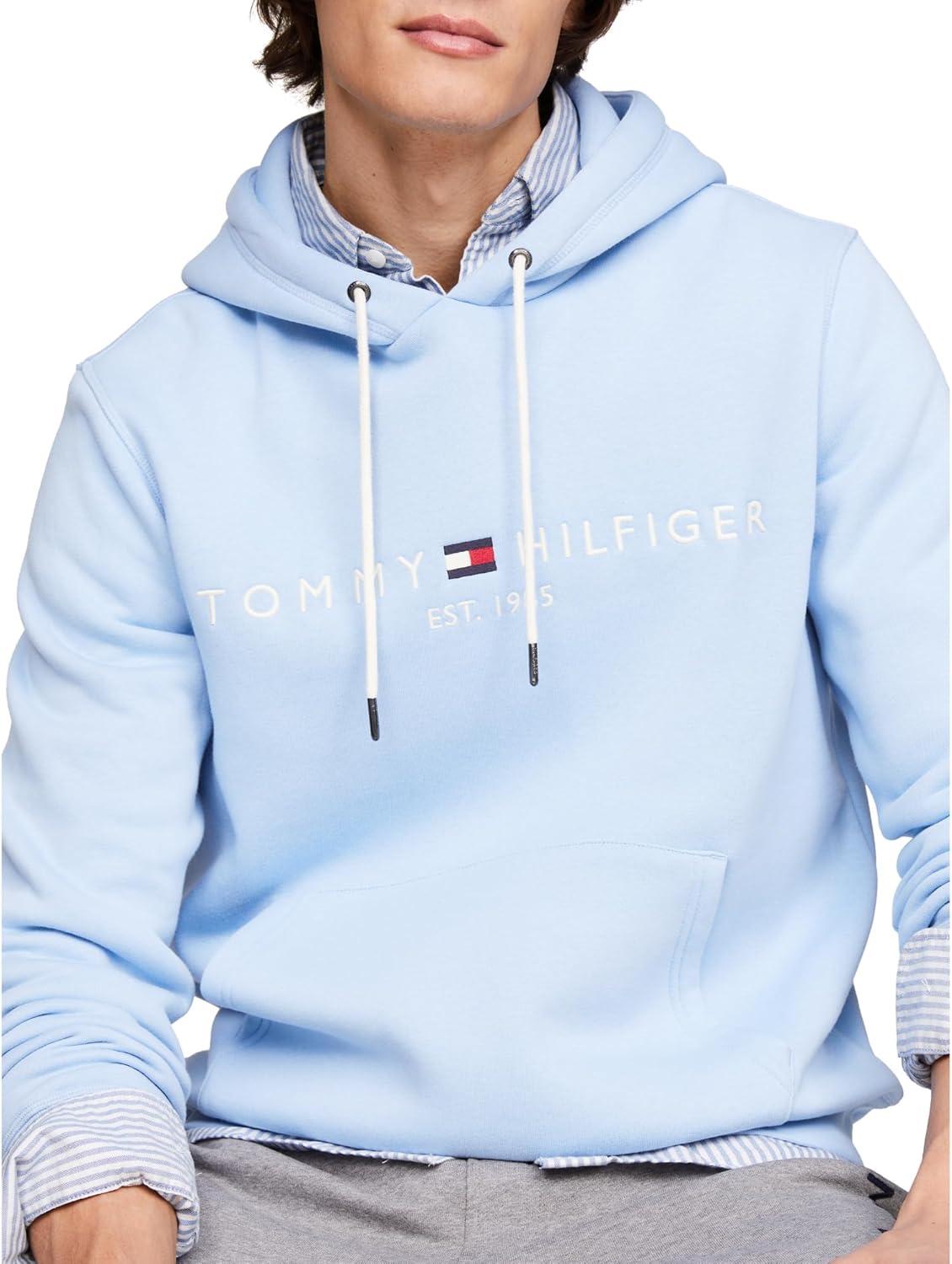 imageTommy Hilfiger Mens Medium Weight Fleece Hoodie Sweatshirt With Embroidered Logo Also Available in Big amp TallVessel Blue