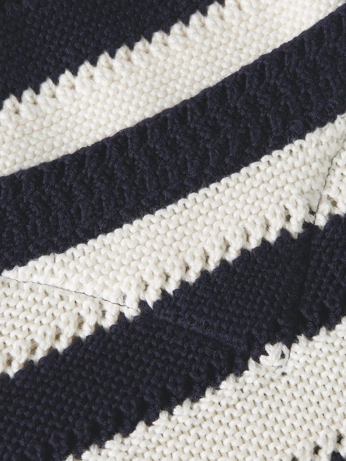 imageTommy Hilfiger Mens Striped Cotton Crochet Long Sleeve Sweater PulloverDesert SkyIvory Petal
