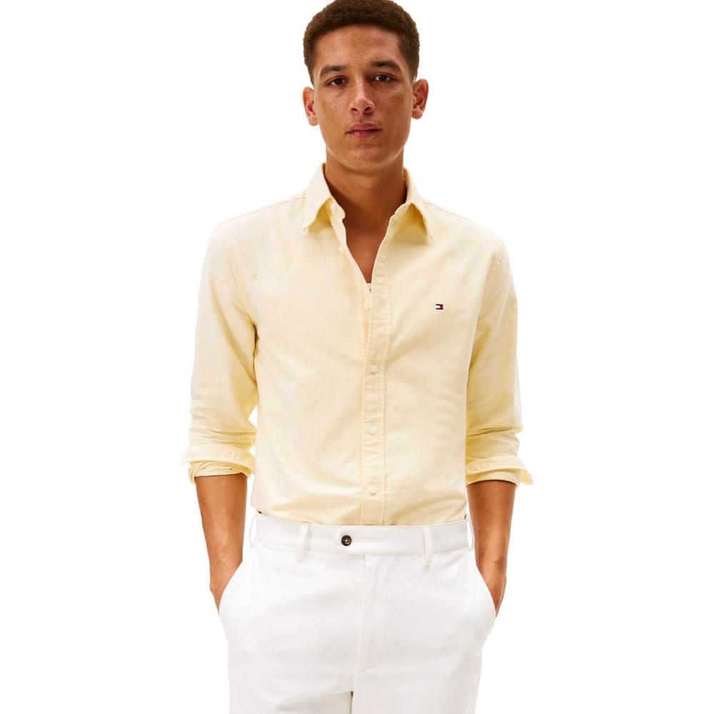 imageTommy Hilfiger Mens Long Sleeve Oxford Shirts in Regular Fit Mens Button Down Shirts Also Available in Big and TallMorningside Yellow