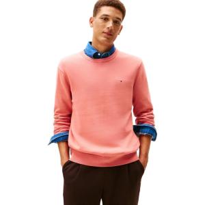 Tommy Hilfiger Men’s Cotton Solid Crewneck Sweater Lightweight Pullover, Also Available in Big & Tall(Camellia Blush)