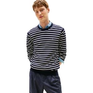 Tommy Hilfiger Men’s Cotton Solid Crewneck Sweater Lightweight Pullover, Also Available in Big & Tall(Desert Sky/Ivory)