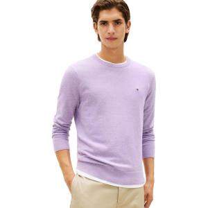 Tommy Hilfiger Men’s Cotton Solid Crewneck Sweater Lightweight Pullover, Also Available in Big & Tall(Lavender Heather)