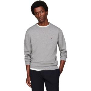 Tommy Hilfiger Men’s Cotton Solid Crewneck Sweater Lightweight Pullover, Also Available in Big & Tall(Medium Grey Heather)
