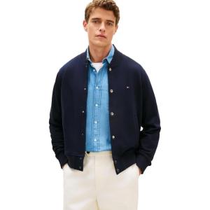 Tommy Hilfiger Men’s Lightweight Cotton Bomber Jacket With Embroidered Flag Logo(Desert Sky)