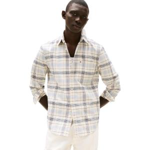 Tommy Hilfiger Men’s Long Sleeve Oxford Shirts in Regular Fit, Men’s Button Down Shirts, Also Available in Big and Tall(Cloudy Blue / Multi Check)