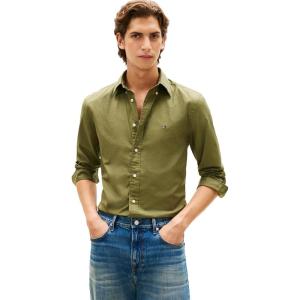 Tommy Hilfiger Mens Long Sleeve Poplin Shirts in Regular Fit, Men’s Button Down Shirts, Also Available in Big and Tall(Dark Artichoke)