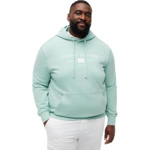 Tommy Hilfiger Men’s Medium Weight Cotton Hoodie Sweatshirt With Printed Stacked Chest Graphic(Crushed Mint)