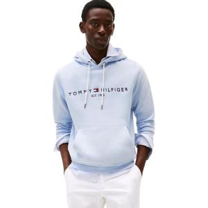 Tommy Hilfiger Men’s Medium Weight Fleece Hoodie Sweatshirt With Embroidered Logo, Also Available in Big & Tall(Breezy Blue)
