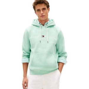 Tommy Hilfiger Men’s Medium Weight Fleece Hoodie Sweatshirt With Embroidered Logo, Also Available in Big & Tall(Crushed Mint)