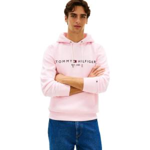 Tommy Hilfiger Men’s Medium Weight Fleece Hoodie Sweatshirt With Embroidered Logo, Also Available in Big & Tall(Pink Lily)