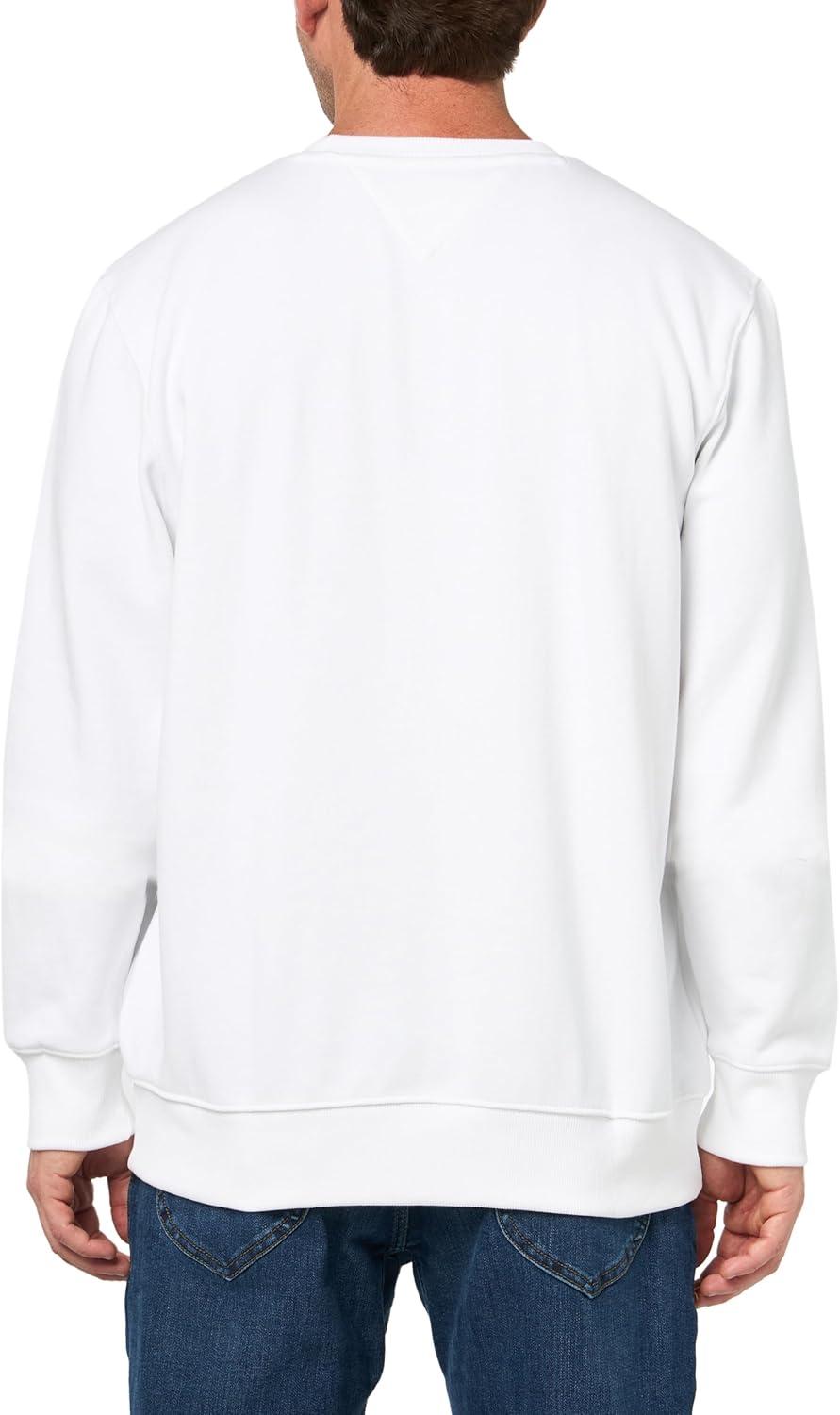 imageTommy Hilfiger Mens Medium Weight Crewneck Pullover Sweatshirt With Embroidered Flag GraphicWhite