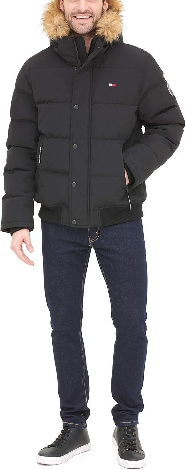 imageTommy Hilfiger Mens Arctic Cloth Quilted Snorkel Bomber Jacket Standard and Big amp TallBlack