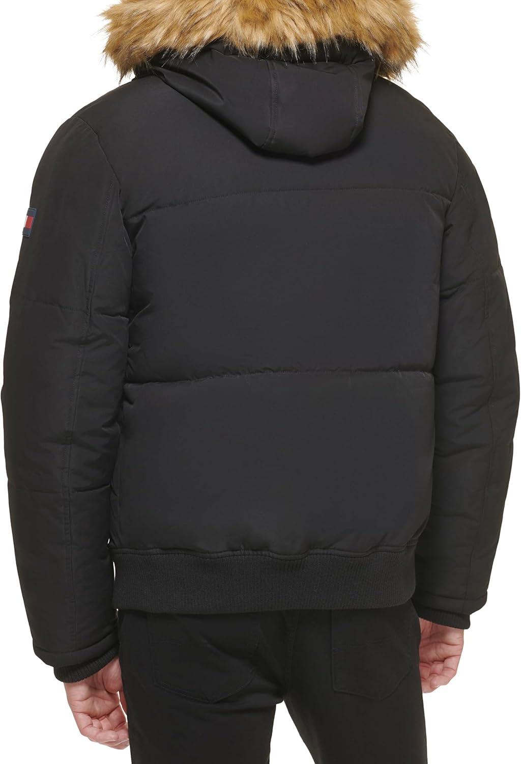 imageTommy Hilfiger Mens Arctic Cloth Quilted Snorkel Bomber Jacket Standard and Big amp TallBlack Tech