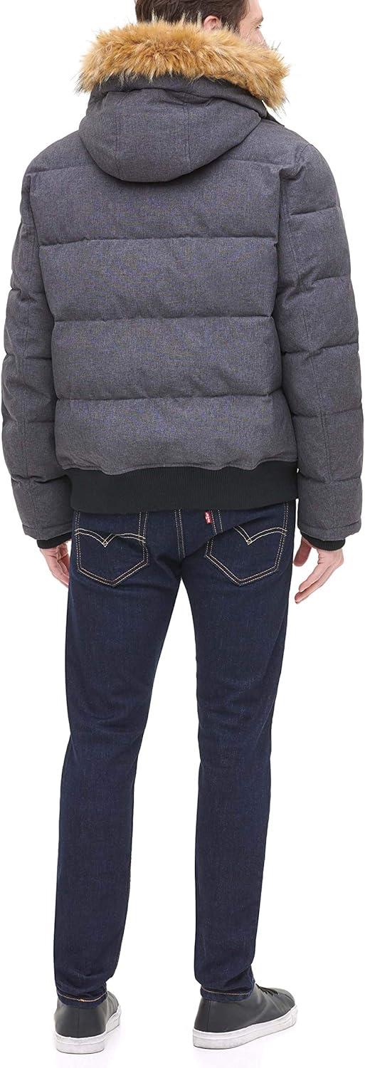 imageTommy Hilfiger Mens Arctic Cloth Quilted Snorkel Bomber Jacket Standard and Big amp TallHeather Charcoal