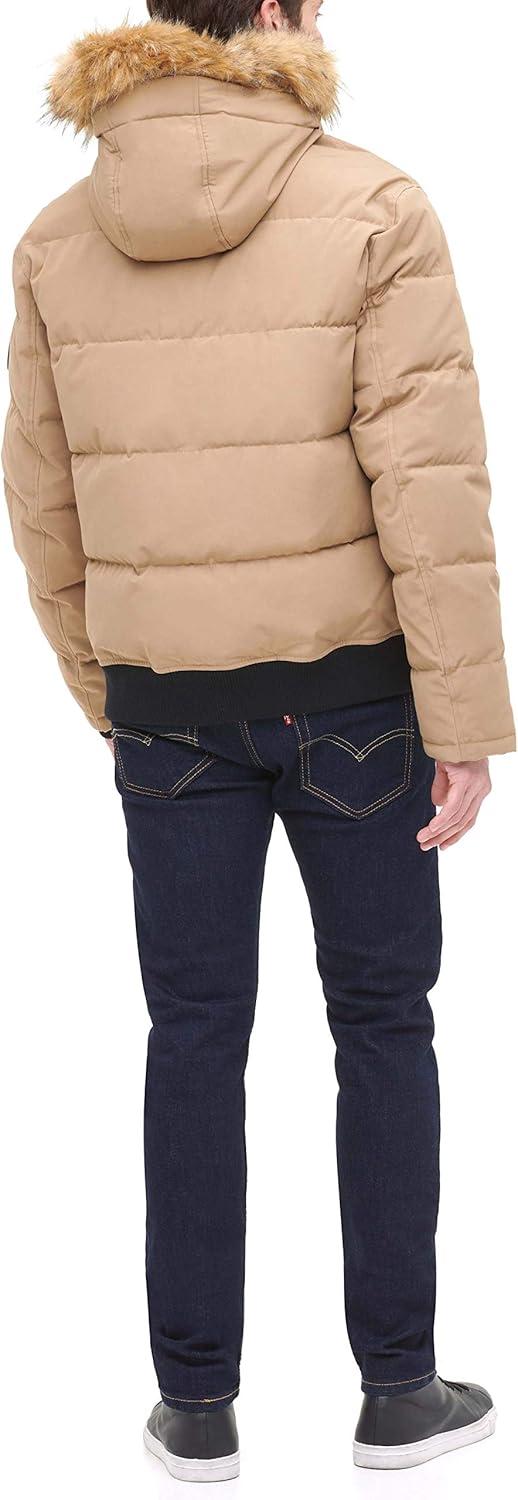 imageTommy Hilfiger Mens Arctic Cloth Quilted Snorkel Bomber Jacket Standard and Big amp TallKhaki