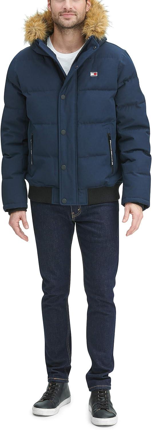 imageTommy Hilfiger Mens Arctic Cloth Quilted Snorkel Bomber Jacket Standard and Big amp TallNavy