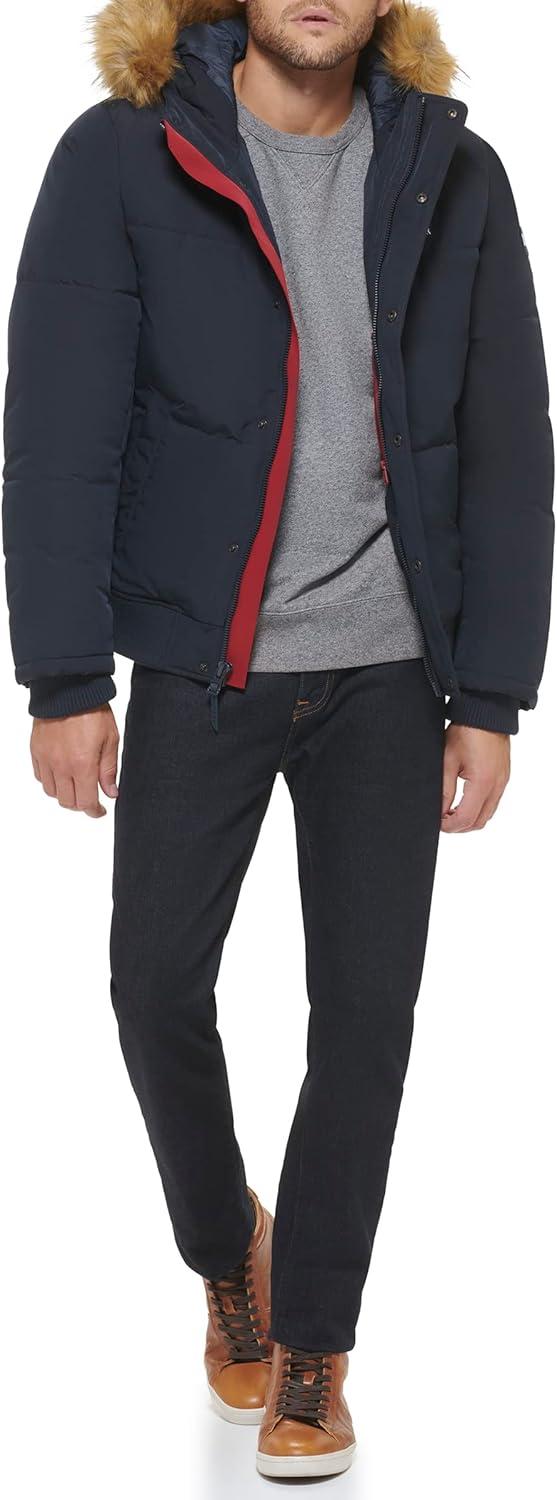 imageTommy Hilfiger Mens Arctic Cloth Quilted Snorkel Bomber Jacket Standard and Big amp TallNavy Tech