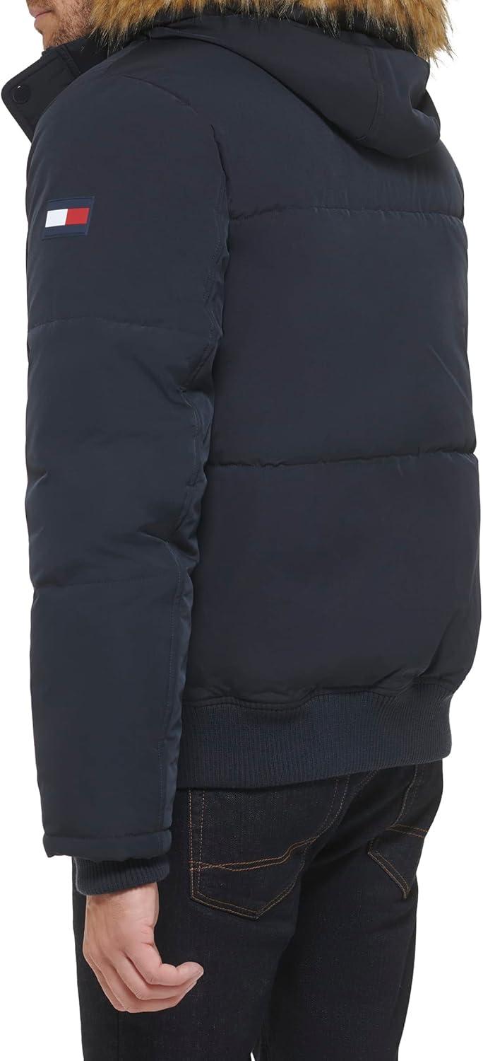 imageTommy Hilfiger Mens Arctic Cloth Quilted Snorkel Bomber Jacket Standard and Big amp TallNavy Tech
