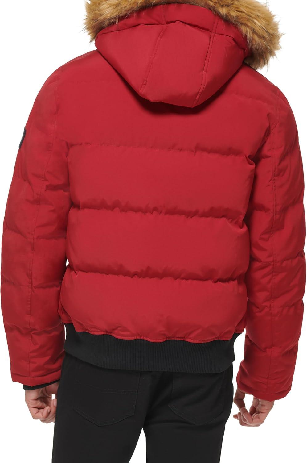 imageTommy Hilfiger Mens Arctic Cloth Quilted Snorkel Bomber Jacket Standard and Big amp TallRed