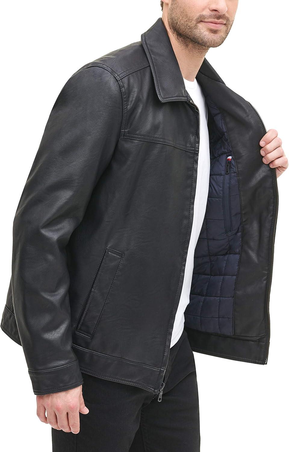 imageTommy Hilfiger Mens Classic Faux Leather JacketBlack