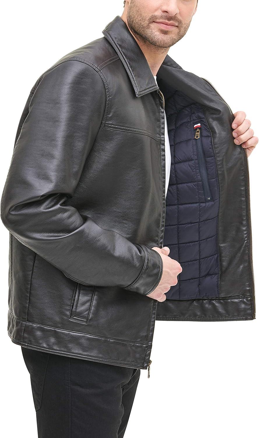imageTommy Hilfiger Mens Classic Faux Leather JacketDark Brown