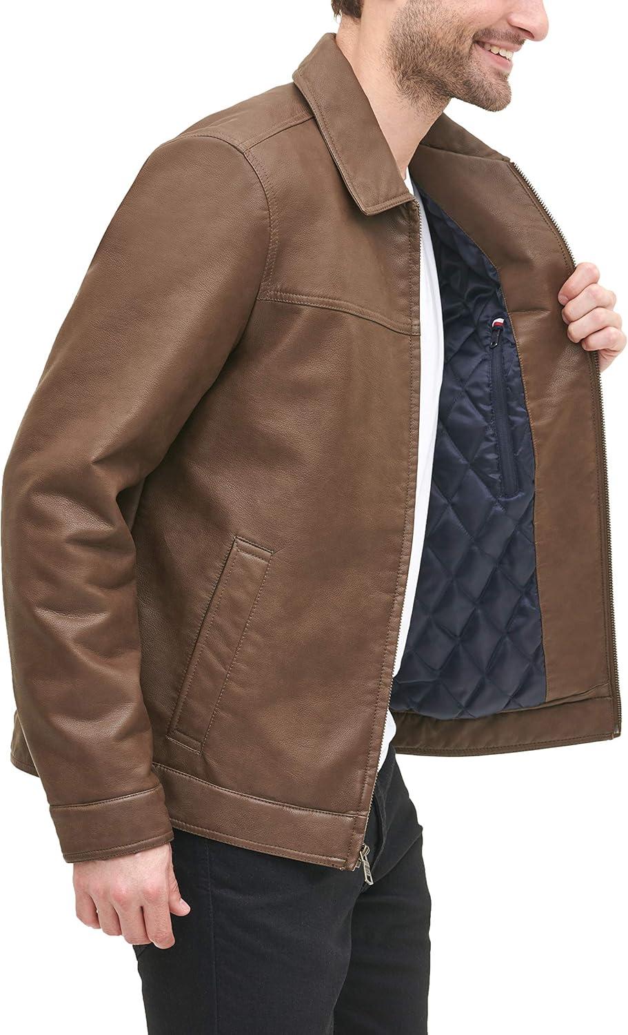 imageTommy Hilfiger Mens Classic Faux Leather JacketEarth