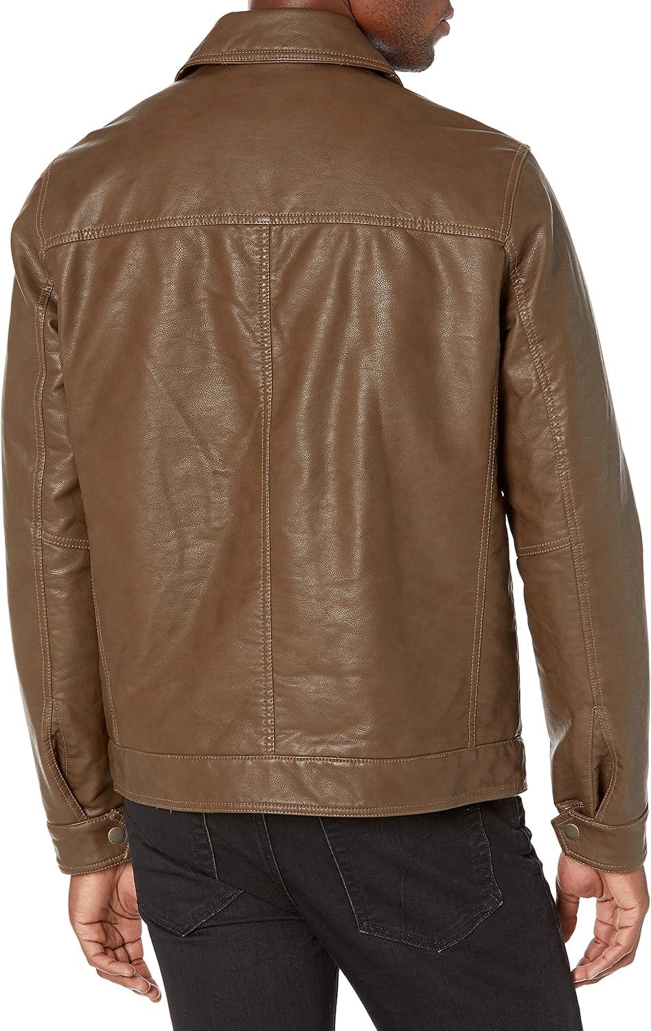 imageTommy Hilfiger Mens Classic Faux Leather JacketEarth