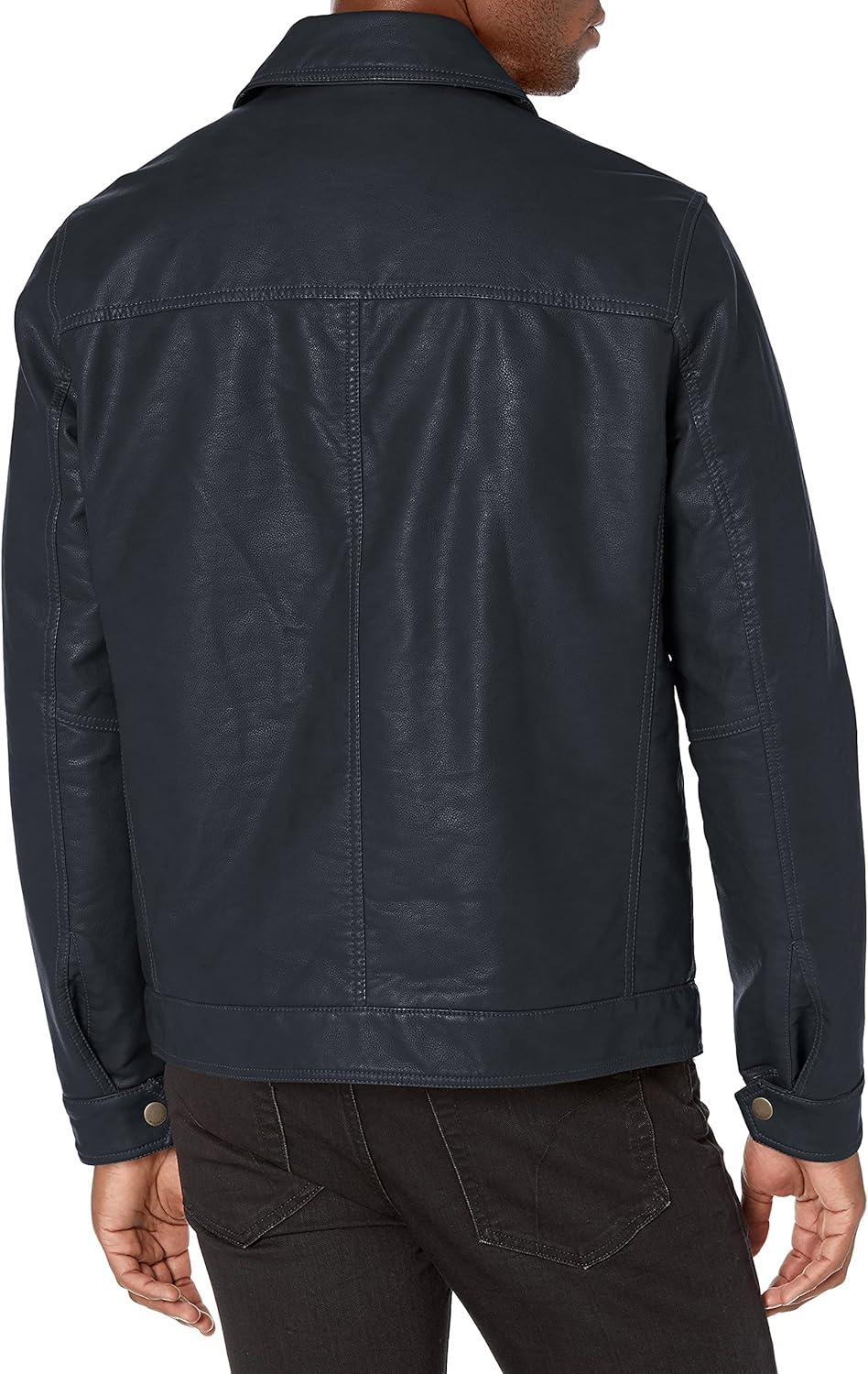 imageTommy Hilfiger Mens Classic Faux Leather JacketNavy