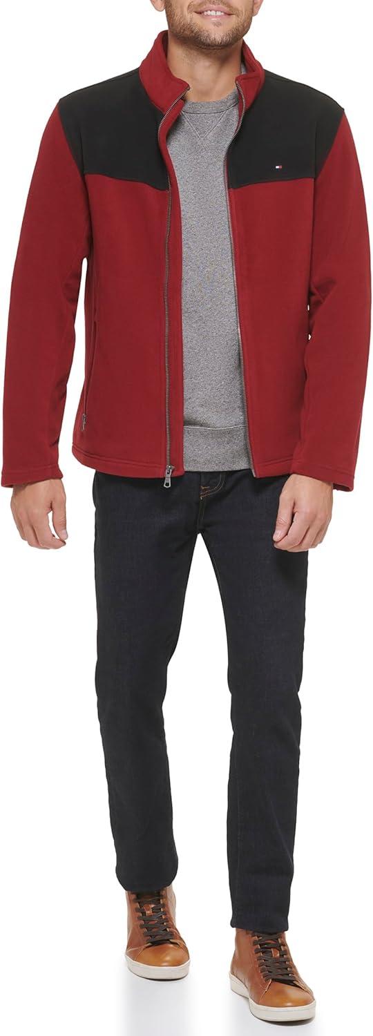 imageTommy Hilfiger Mens Classic Zip Front Polar Fleece JacketBlackRed