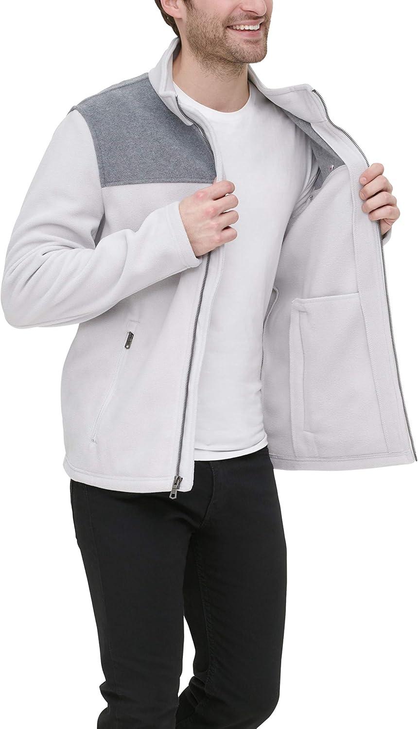 imageTommy Hilfiger Mens Classic Zip Front Polar Fleece JacketLight GreyIce