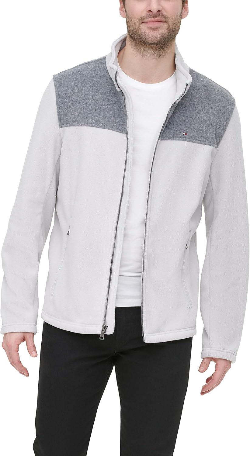 imageTommy Hilfiger Mens Classic Zip Front Polar Fleece JacketLight GreyIce