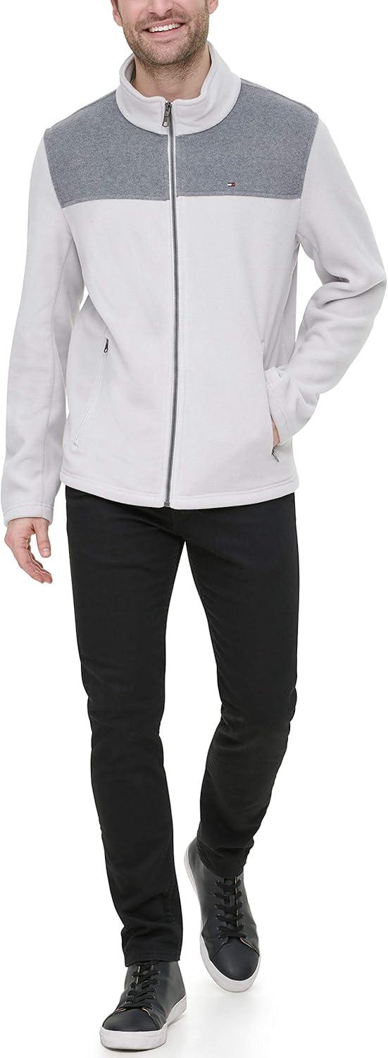 imageTommy Hilfiger Mens Classic Zip Front Polar Fleece JacketLight GreyIce