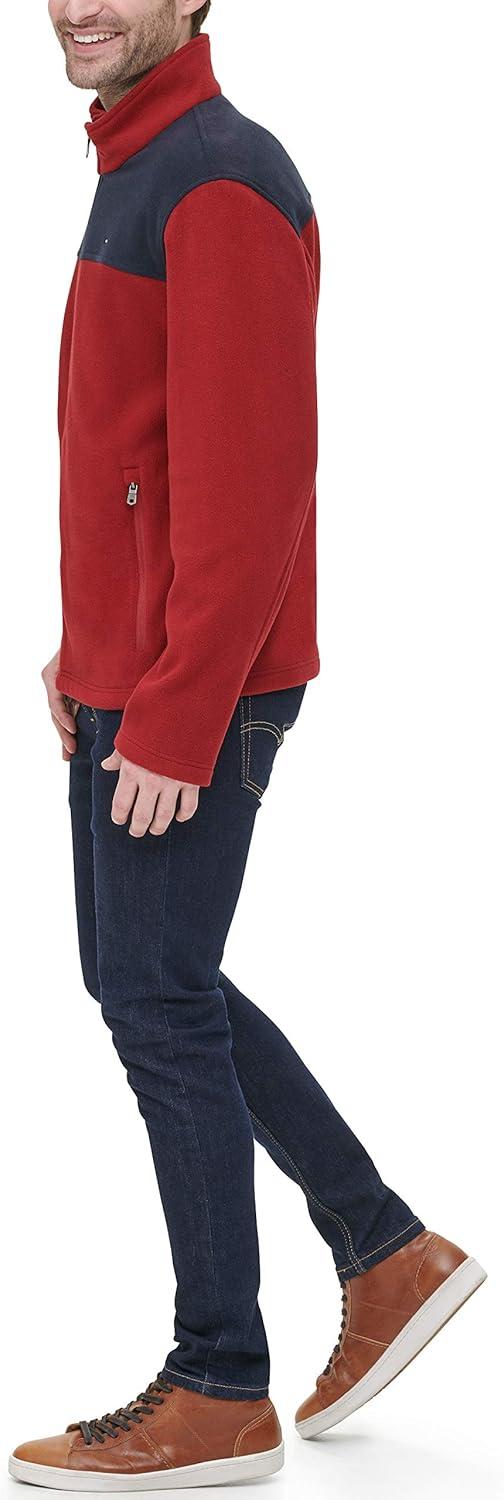 imageTommy Hilfiger Mens Classic Zip Front Polar Fleece JacketNavyRed