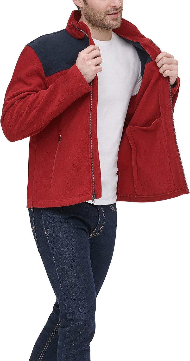 imageTommy Hilfiger Mens Classic Zip Front Polar Fleece JacketNavyRed