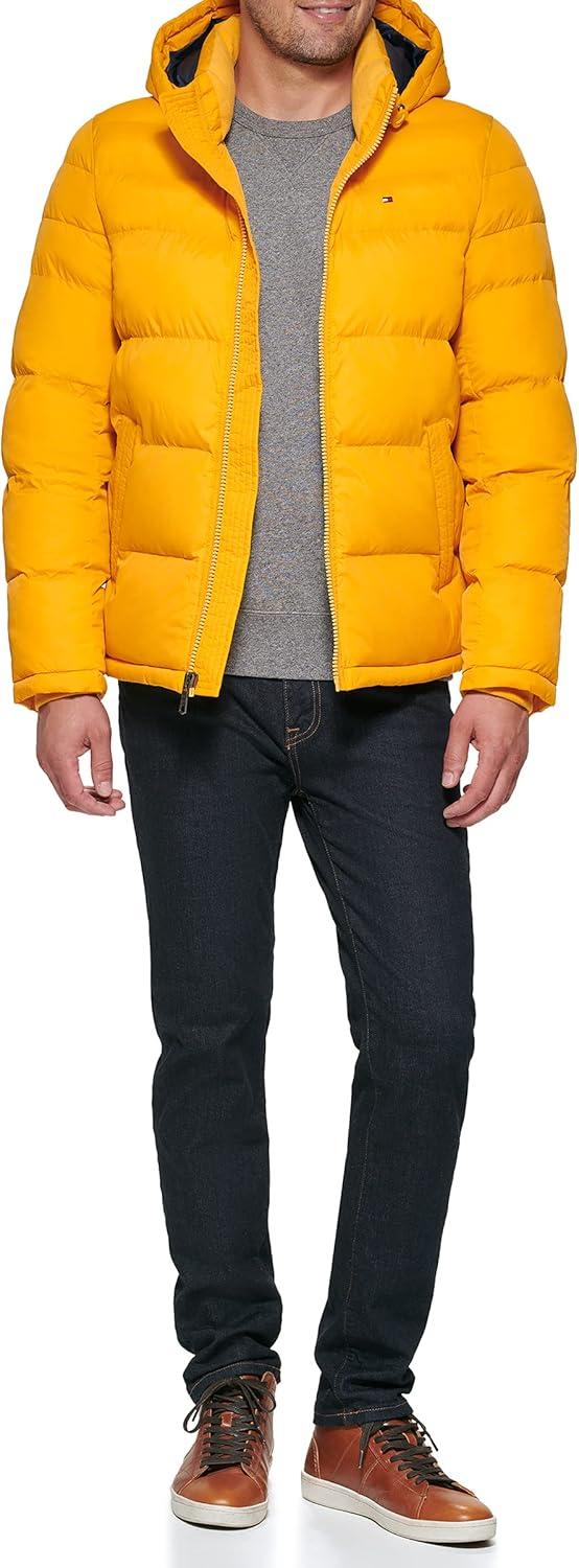imageTommy Hilfiger Mens Down Alternative Hooded Puffer Jacket Standard and Big amp TallArctic Yellow