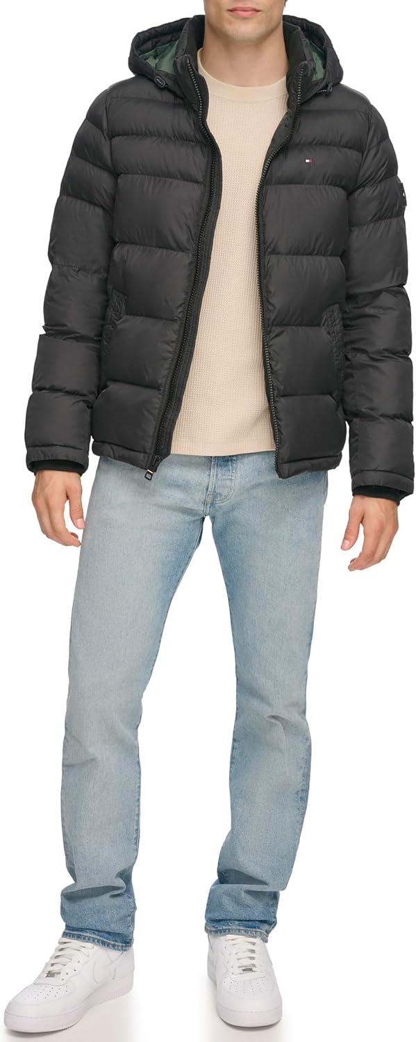 imageTommy Hilfiger Mens Down Alternative Hooded Puffer Jacket Standard and Big amp TallBlack