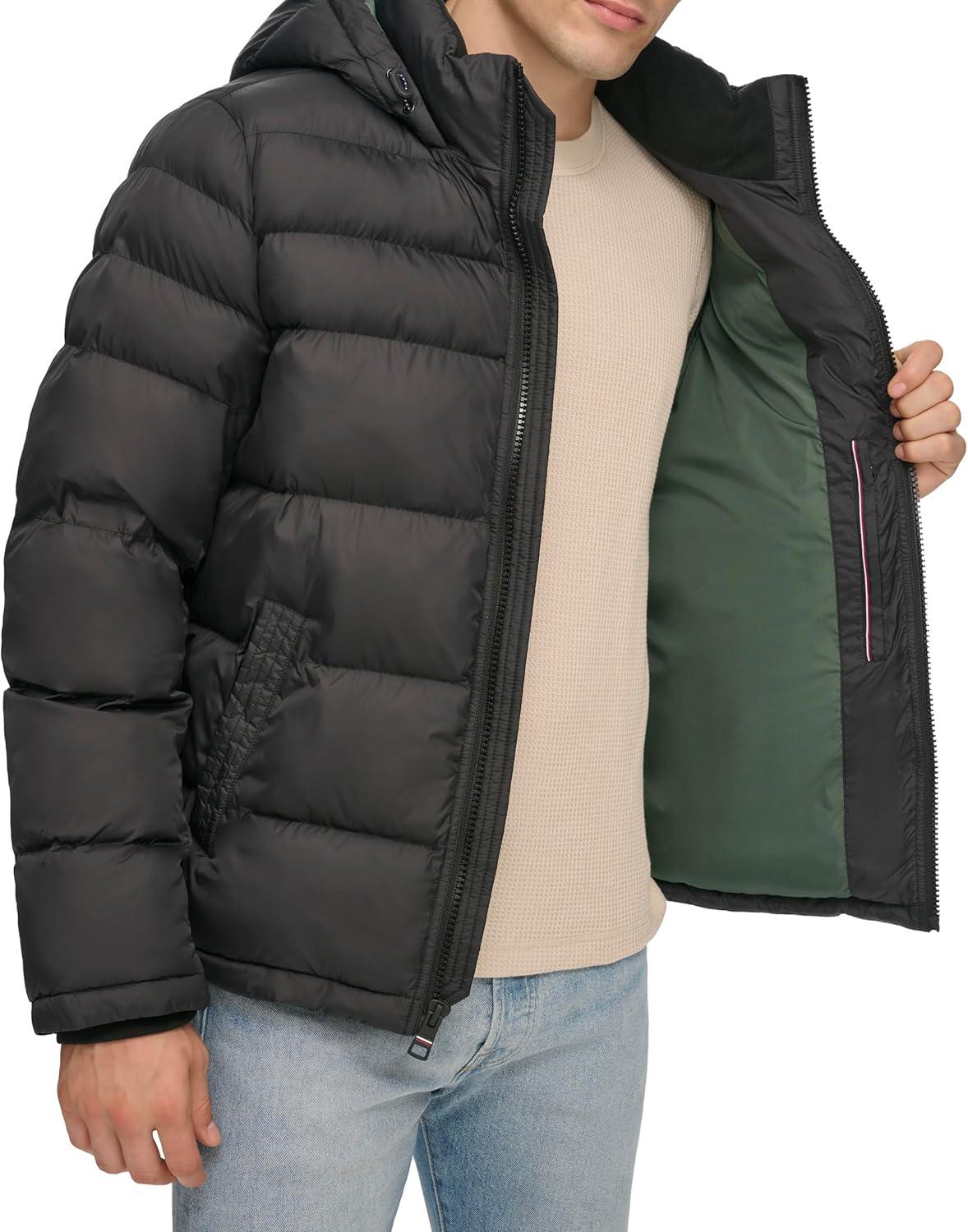 imageTommy Hilfiger Mens Down Alternative Hooded Puffer Jacket Standard and Big amp TallBlack
