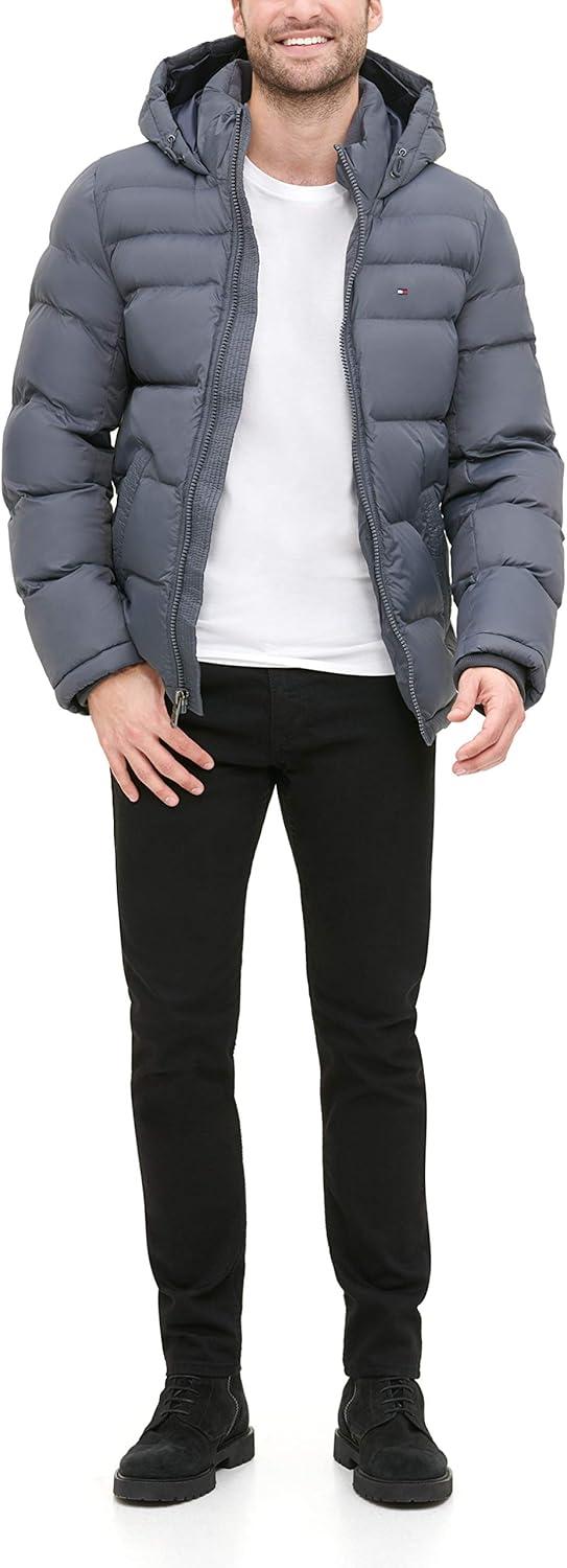 imageTommy Hilfiger Mens Down Alternative Hooded Puffer Jacket Standard and Big amp TallCharcoal